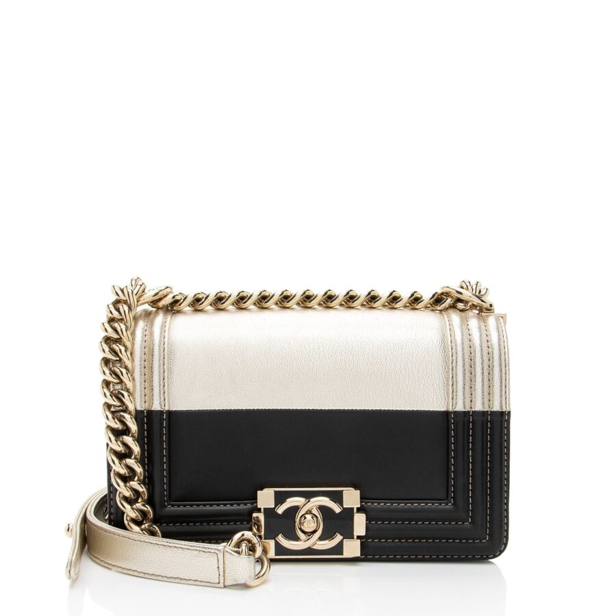 Chanel Two Tone Calfskin Goatskin Small Boy Bag | Studio Nafay