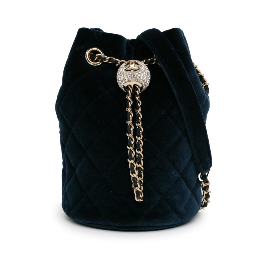 Chanel Velvet Crystal Pearl Crush Bucket Bag | Studio Nafay