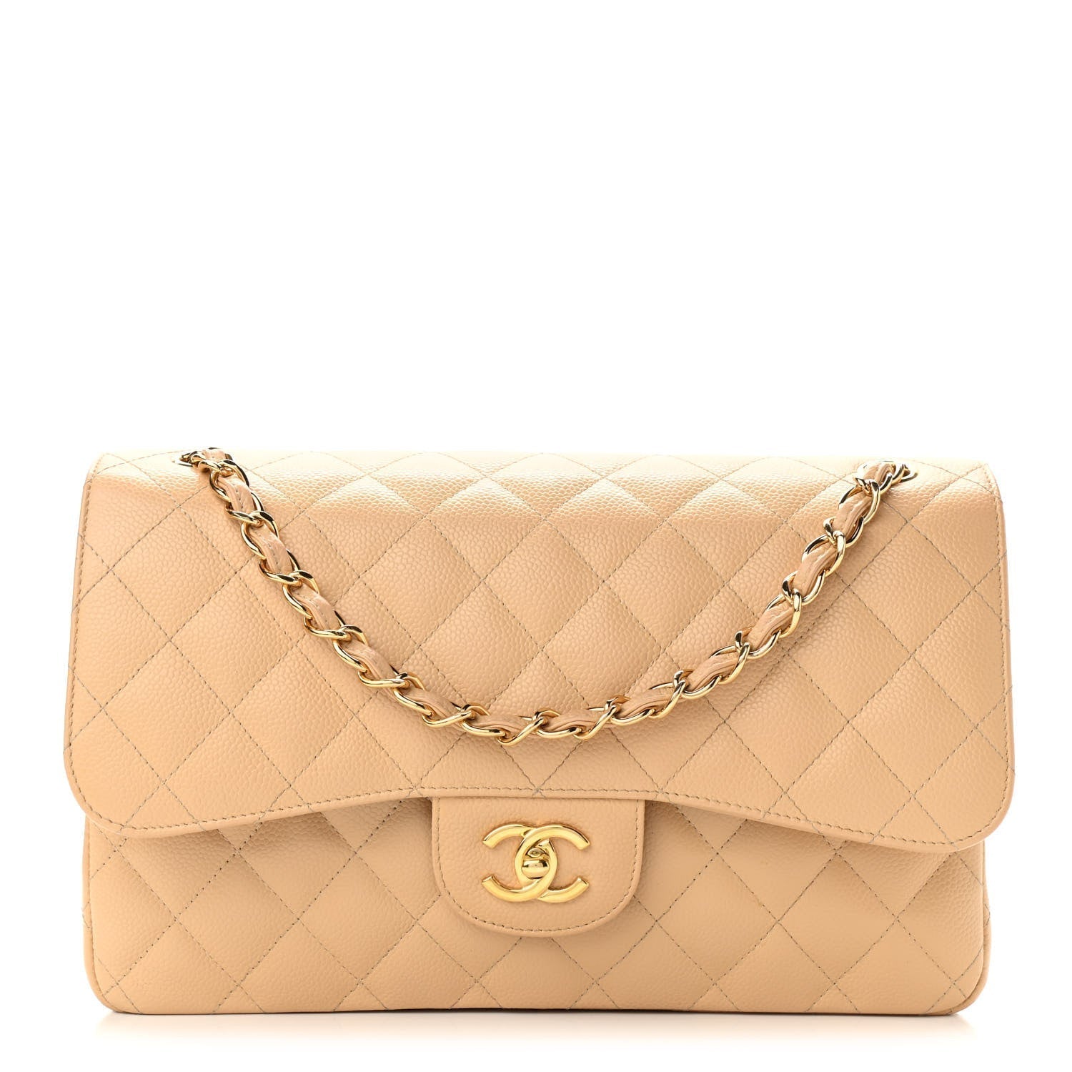 Chanel Flap Caviar Leather Gold Shoulder Bag 4