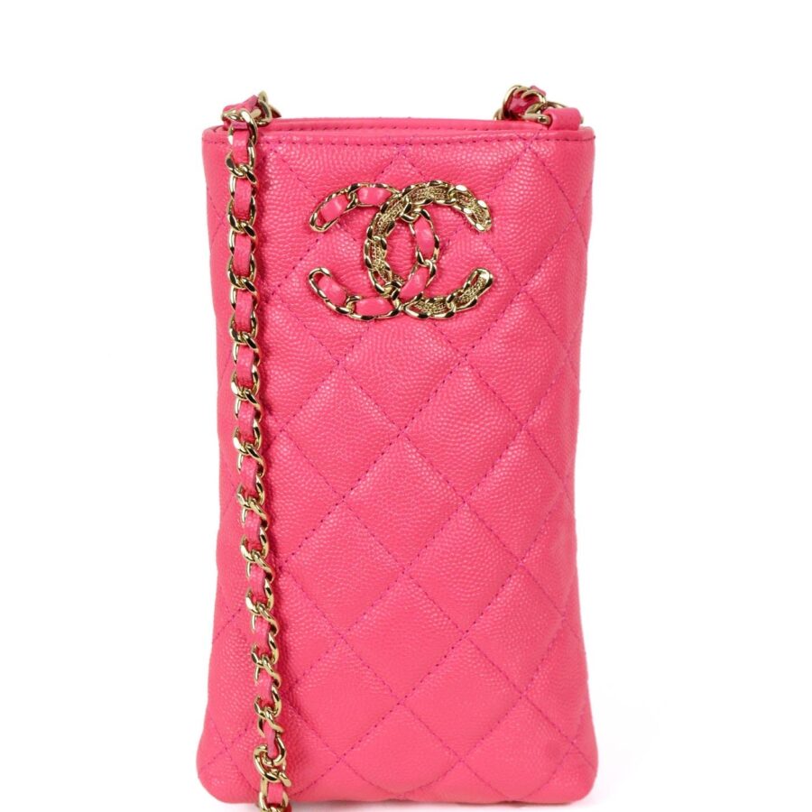Chanel Pink Caviar Quilted CC Phone Holder Crossbody Bag | Studio Nafay