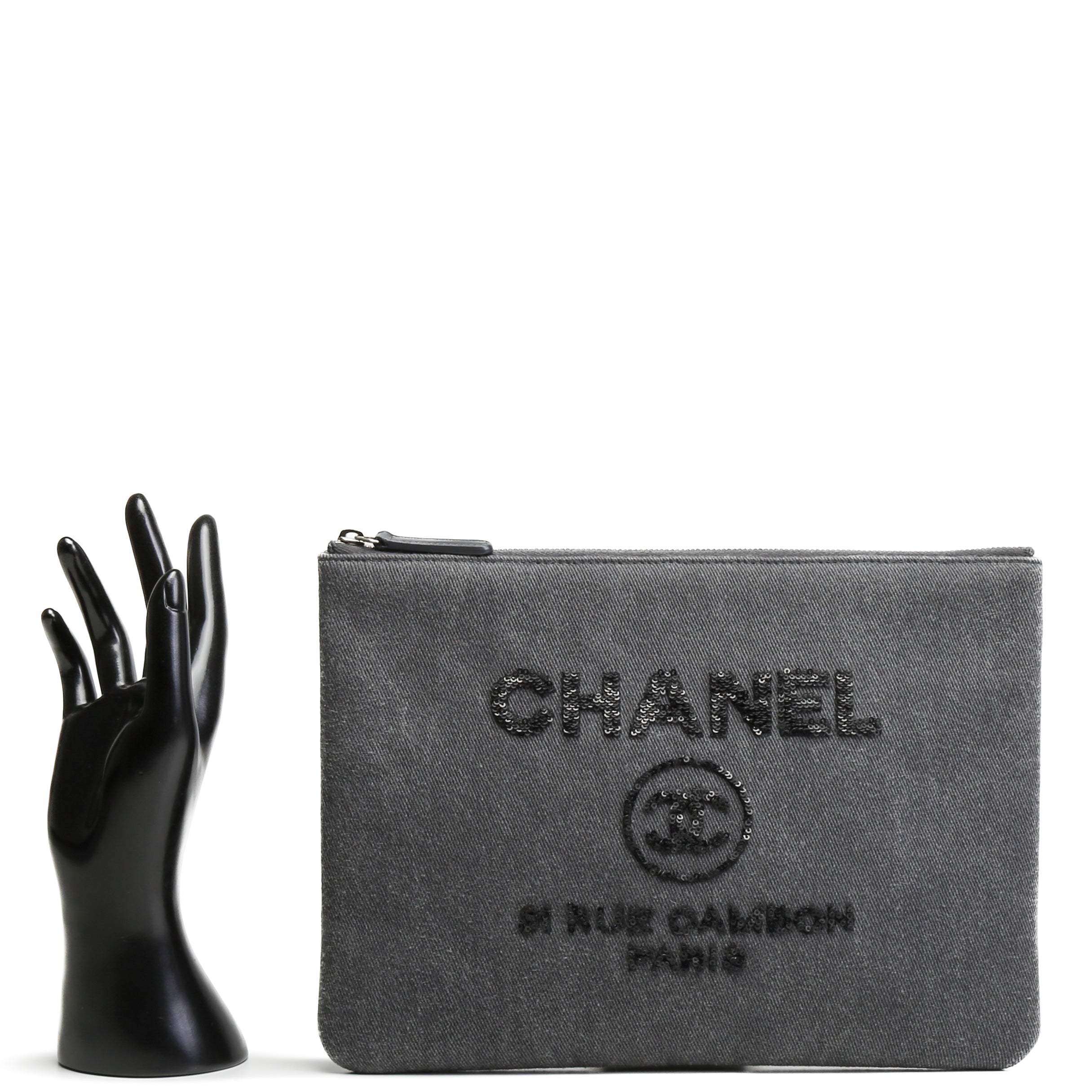 Chanel Deauville Gray Sequin Handbag