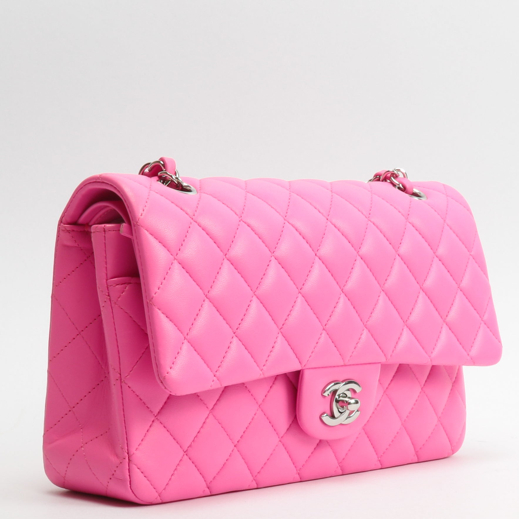 CHANEL Medium Classic Double Flap Lambskin- Bubblegum Pink