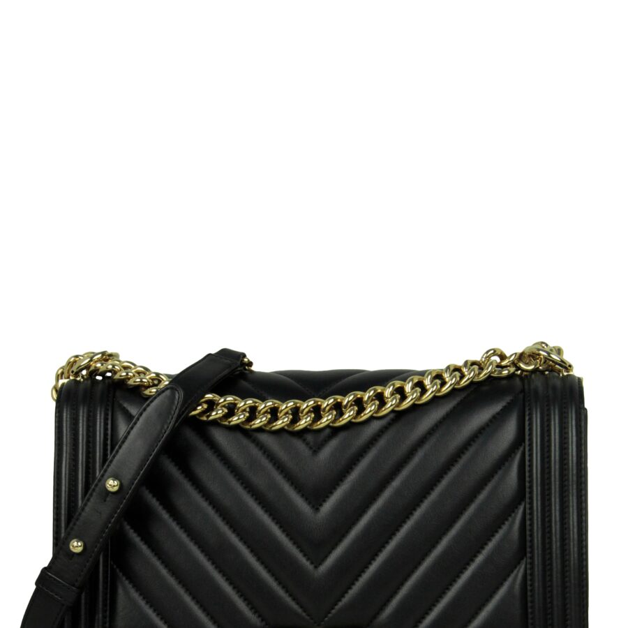 Chanel Black Chevron Lambskin Leather New Medium Boy Bag | Studio Nafay