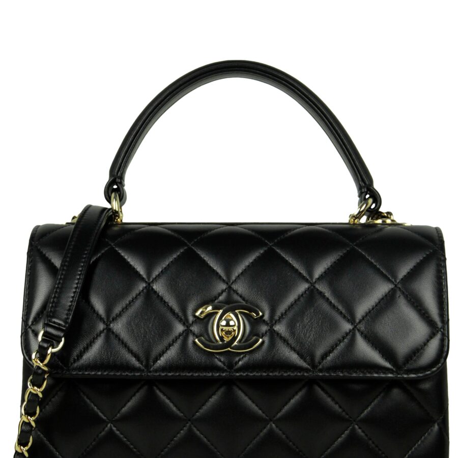 Chanel Black Lambskin Quilted Small Trendy CC Dual Handle Flap Bag | Studio Nafay