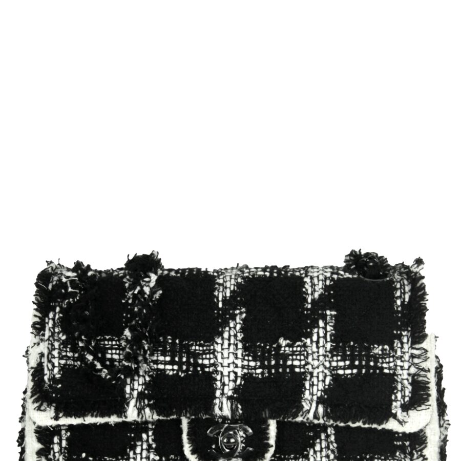 Chanel Black/White Tweed Medium Classic Double Flap Bag | Studio Nafay