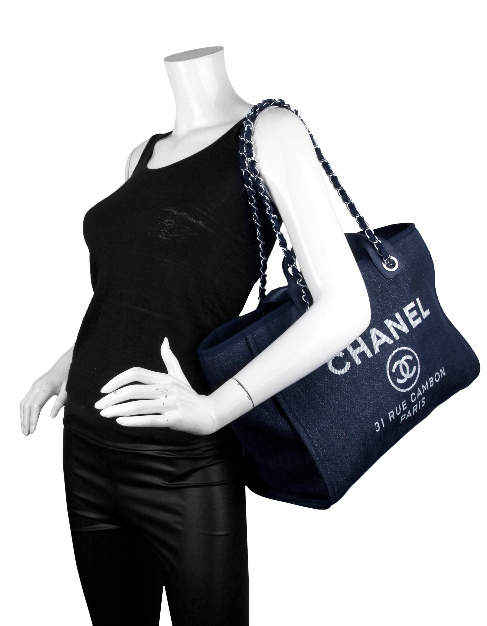Chanel Dark Blue Medium Deauville Tote Bag