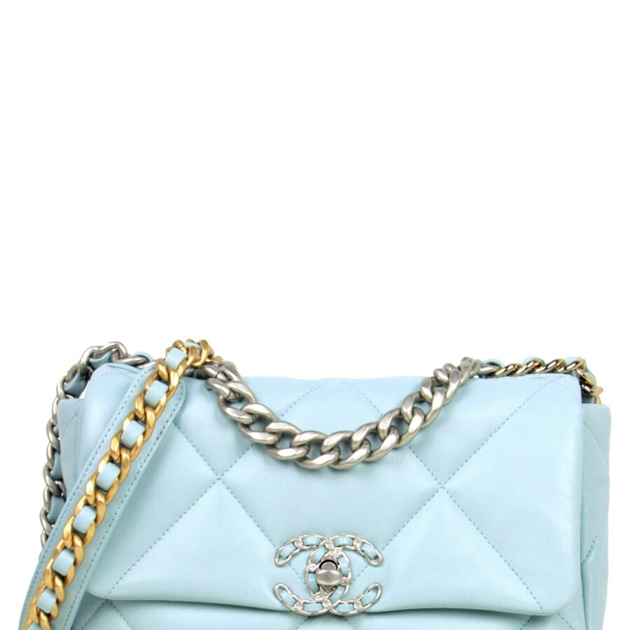 Chanel NWT Light Blue Lambskin Quilted Medium 19 Bag | Studio Nafay