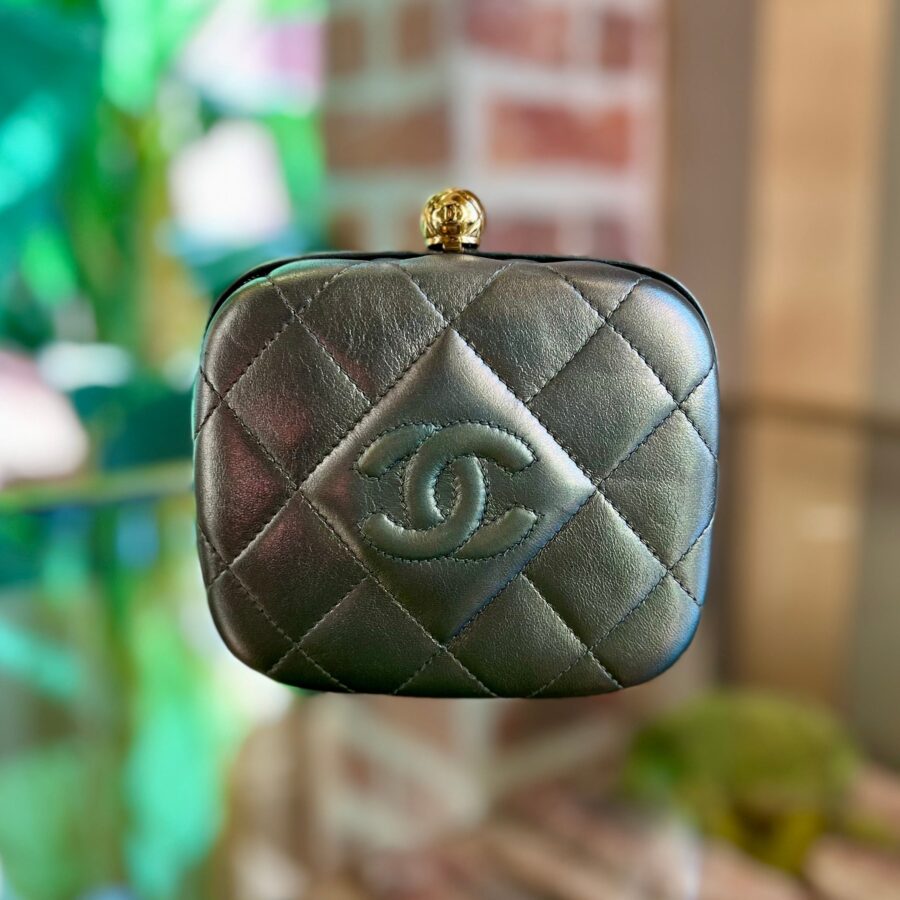 CHANEL Metallic Gray Lambskin Timeless Clutch and Shoulder Bag | Studio Nafay