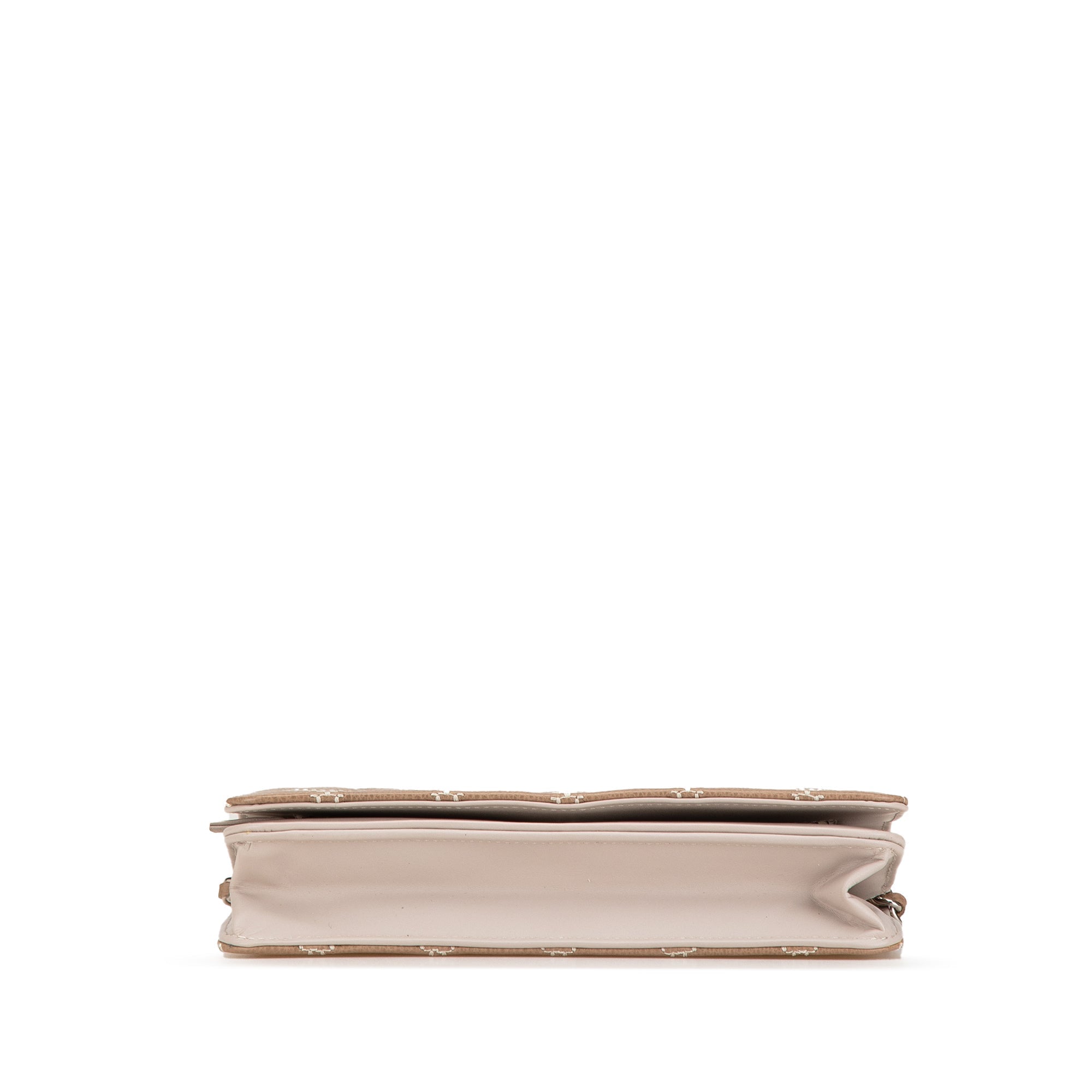 Tan Chanel Quilted Calfskin Stitched CC Wallet on Chain Crossbody Bag
