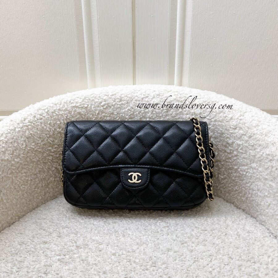 Chanel Phone Holder / Wallet On Chain WOC in Black Caviar and LGHW (Model: ) Crossbody | Studio Nafay