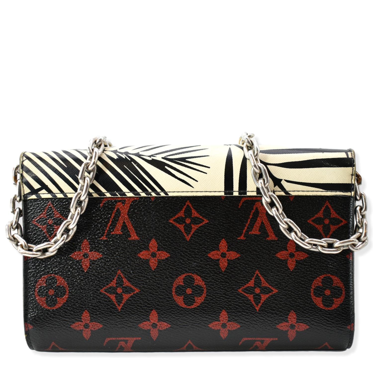 LOUIS VUITTON Monogram Palm Twist Chain Wallet White