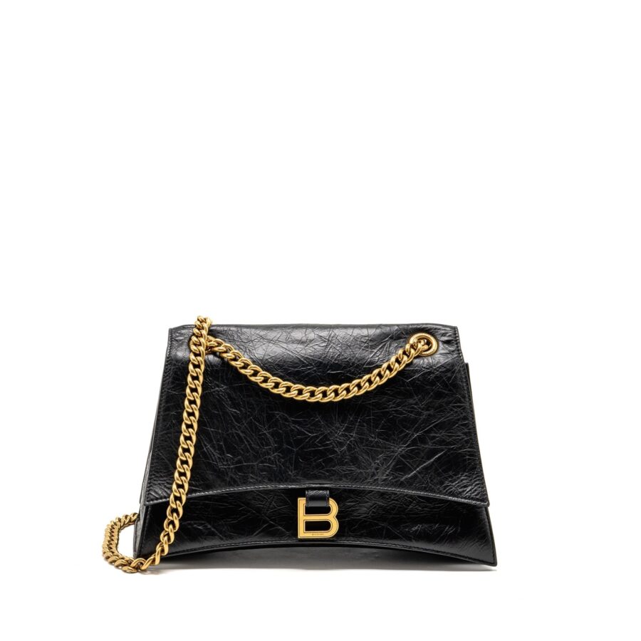Balenciaga Medium Women’s Crush Chain Bag Calfskin Black GHW | Studio Nafay