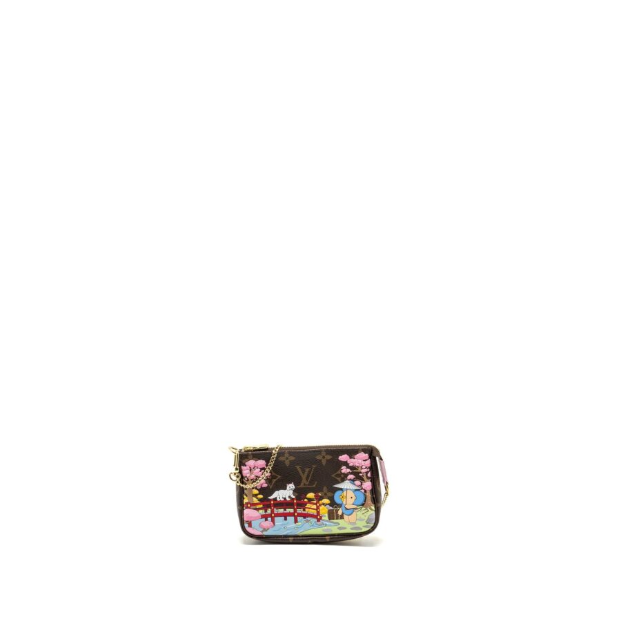 LOUIS VUITTON Mini Pochette Accessories Christmas Limited Edition Japanese Garden Sakura GHW | Studio Nafay