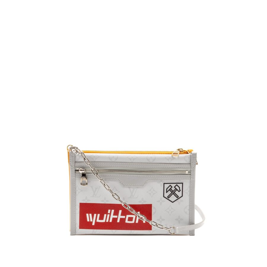 Louis Vuitton Double Flat Messenger Shoulder Bag Canvas/Denim Multicolour Silver/Gold Hardware | Studio Nafay