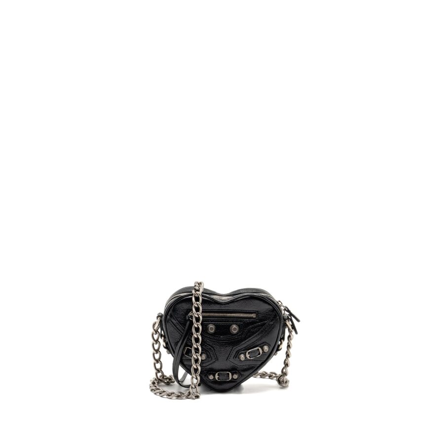 Balenciaga Le Cagole Heart Mini Bag Lambskin Black SHW | Studio Nafay