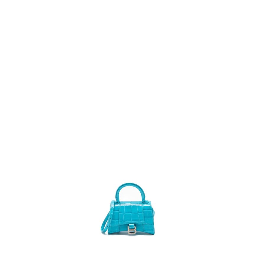 Balenciaga Mini Hourglass embossed calfskin blue SHW | Studio Nafay