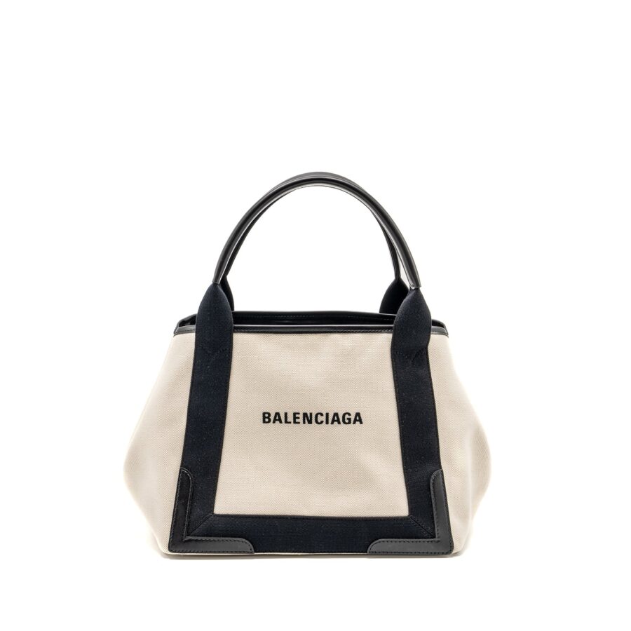 Balenciaga Cabas Tote Bag Canvas/Calfskin Natural/Black SHW | Studio Nafay
