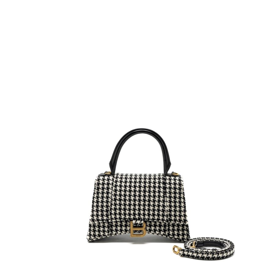 Balenciaga Hourglass S Wool Houndstooth Black/White GHW | Studio Nafay