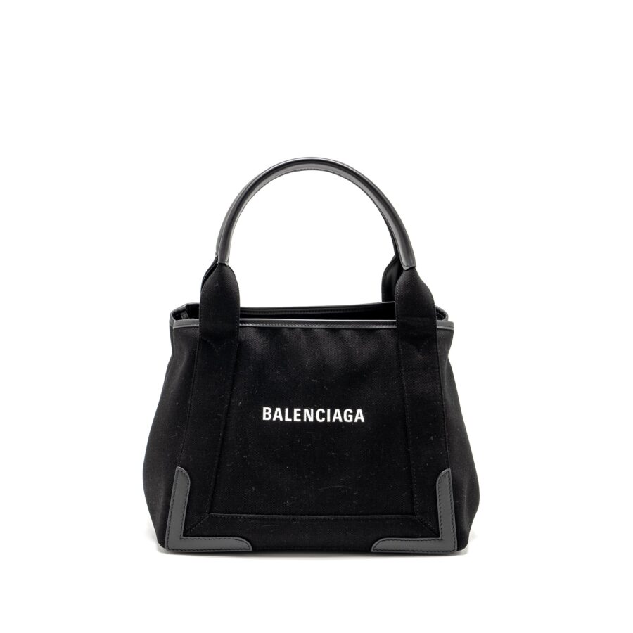 Balenciaga Cabas Logo Tote Bag Canvas/ Calfskin Black SHW | Studio Nafay