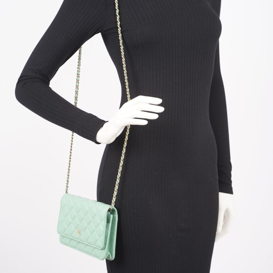 Chanel Womens Wallet On Chain Teal Lambskin | Studio Nafay