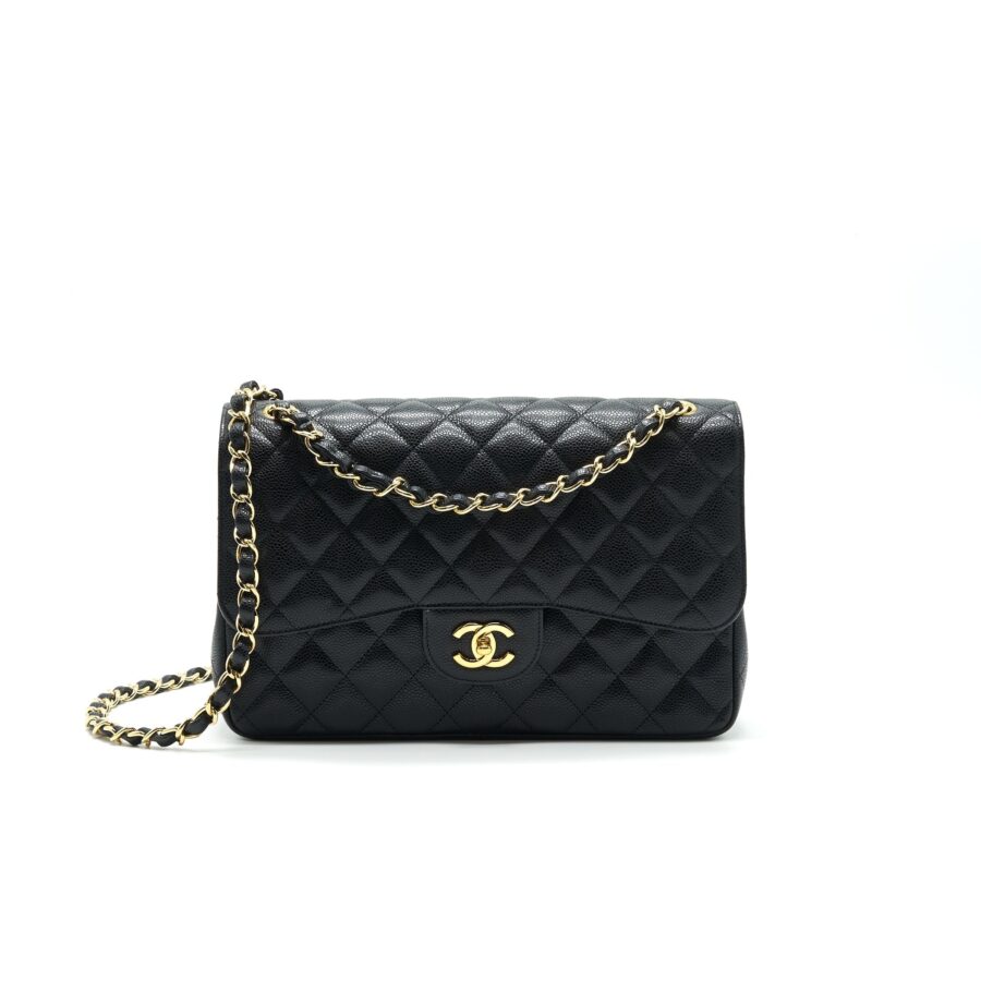 Chanel Classic Jumbo Double Flap Bag Black Cavier GHW | Studio Nafay