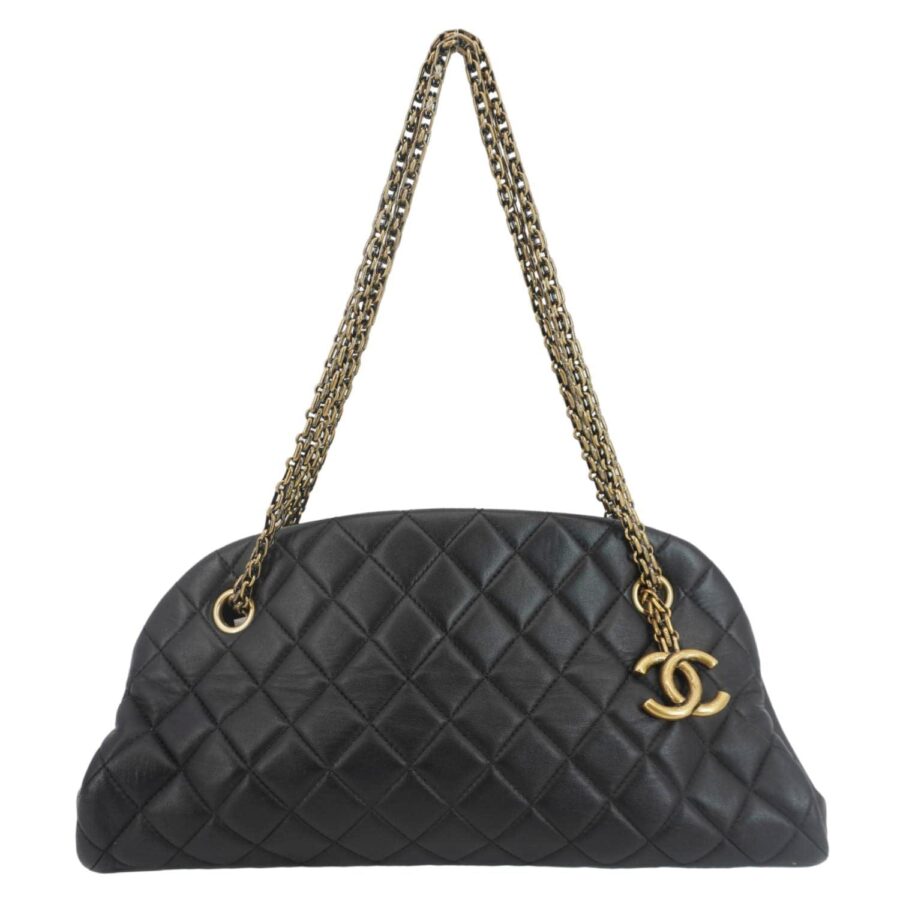 Chanel Just Mademoiselle Bowling Small Quilted Leather Shoulder Bag Black | Studio Nafay