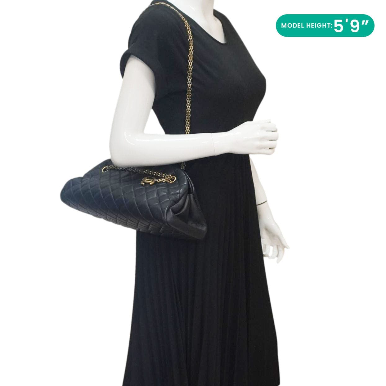Chanel Just Mademoiselle Bowling Small Quilted Leather Shoulder Bag Black