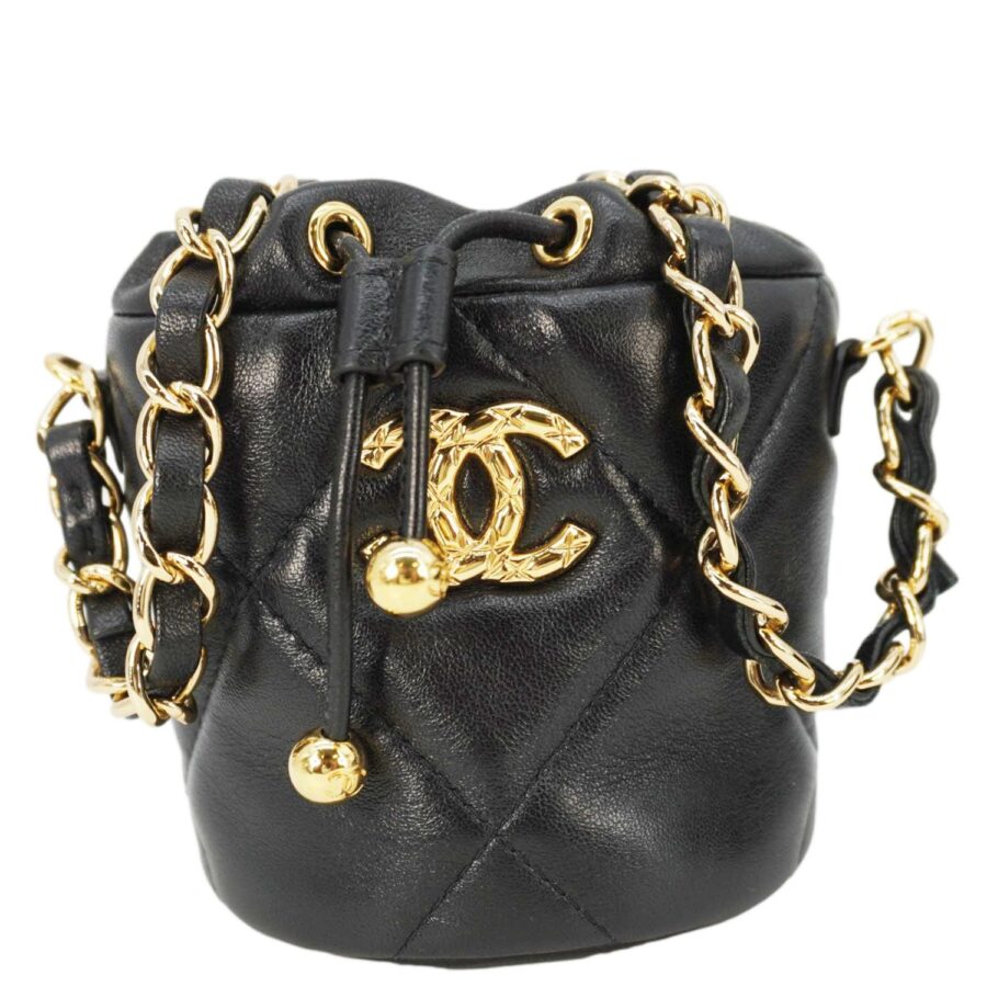 Chanel Coco Mini Leather Bucket Shoulder Bag Black | Studio Nafay