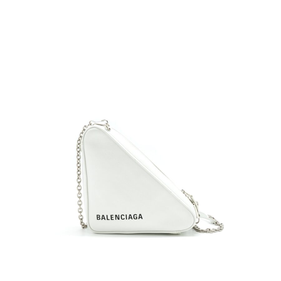 Balenciaga Triangle Mini Chain crossbody Bag White | Studio Nafay