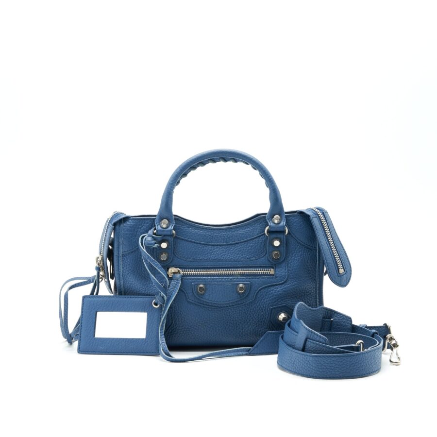 Balenciaga Mini City Bag Blue SHW | Studio Nafay
