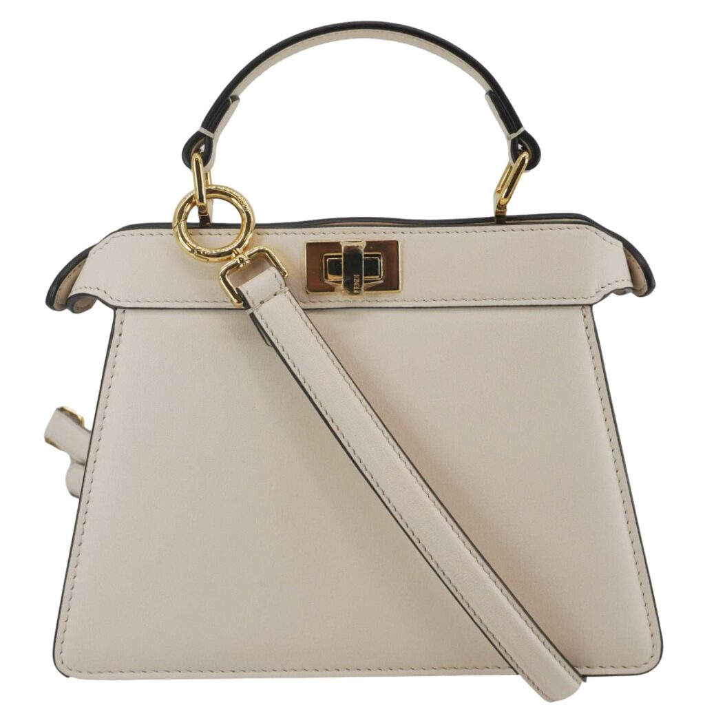 FENDI Peekaboo Vitello Seta Nappa Floral Embroidered Leather Tote Bag Camelia - Product Image 2