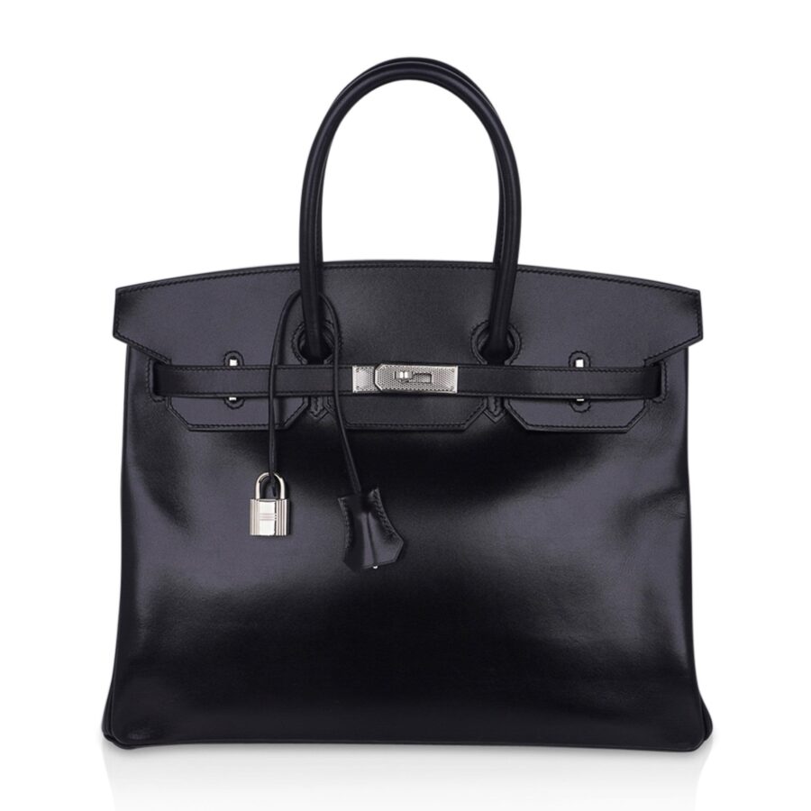 Hermes Birkin 35 Bag Black Box Palladium Guilloche Hardware | Studio Nafay