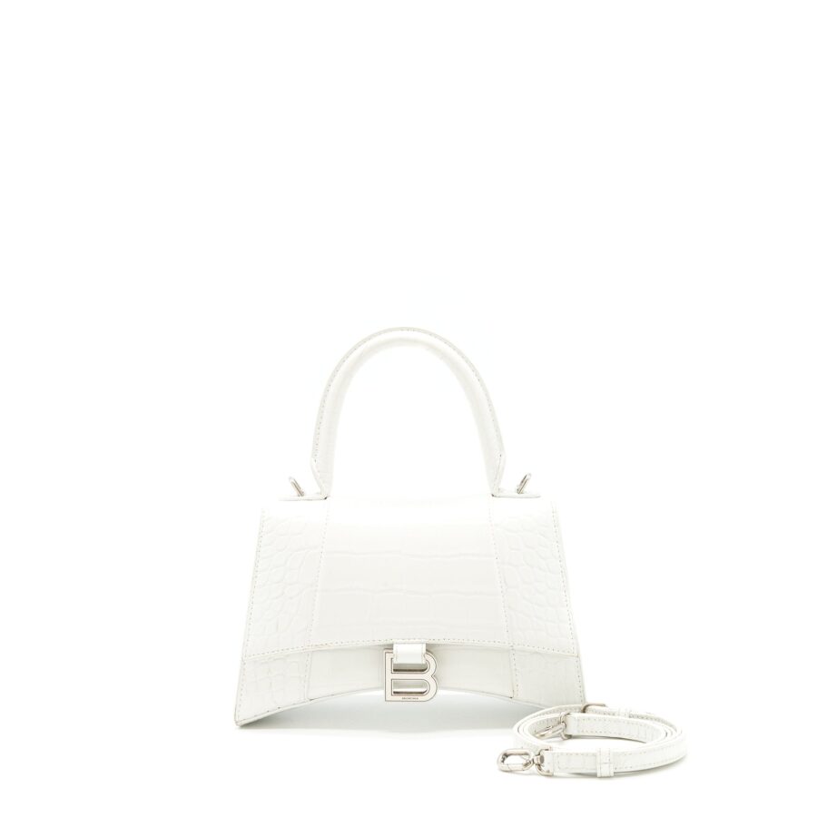 Balenciaga Hourglass S Croc embossed Calfskin White SHW | Studio Nafay