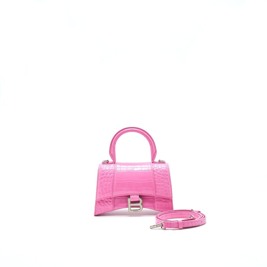 Balenciaga Hourglass XS croc-effect leather Tote Pink | Studio Nafay
