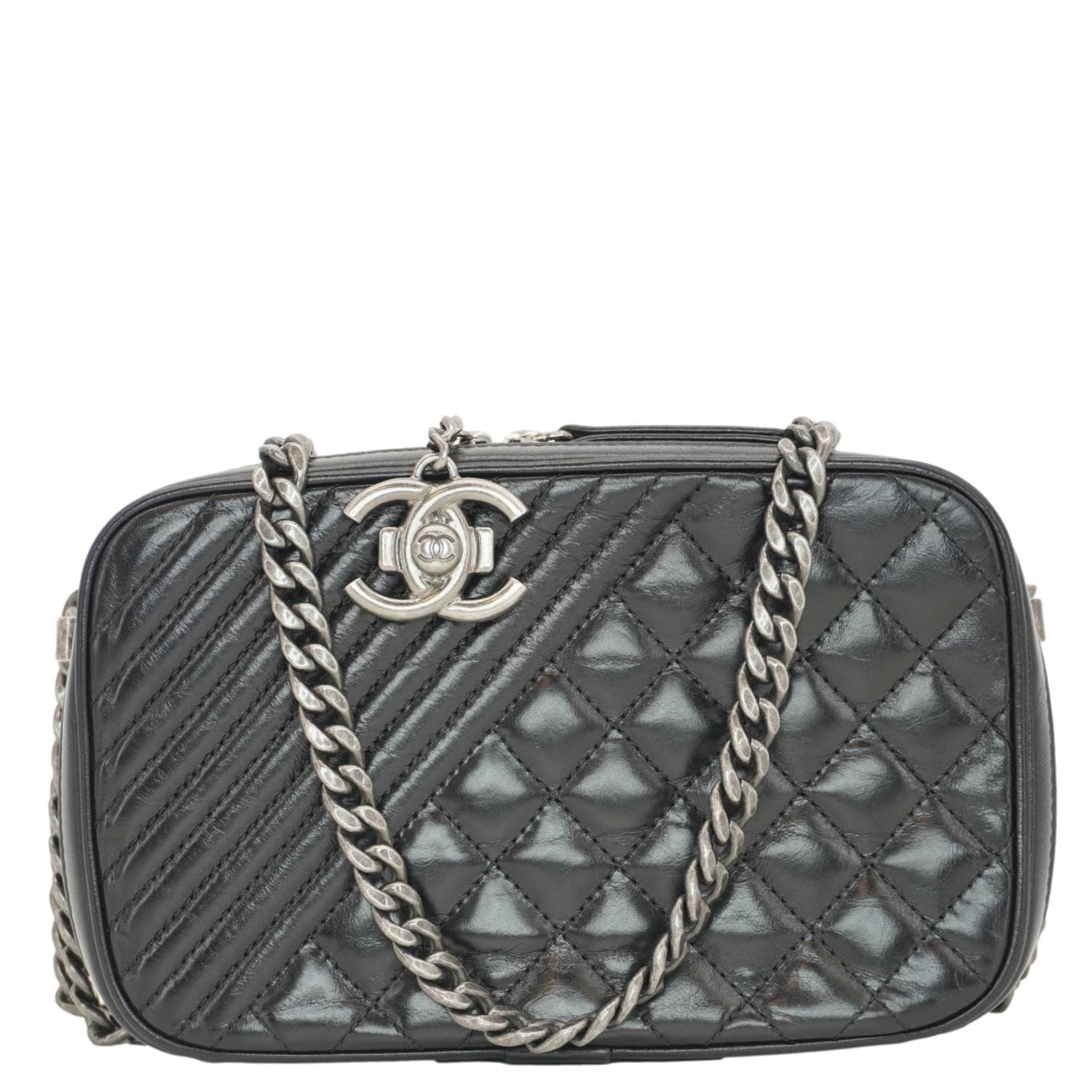 Chanel Coco Boy Small Quilted Lambskin Camera Case Shoulder Bag Black