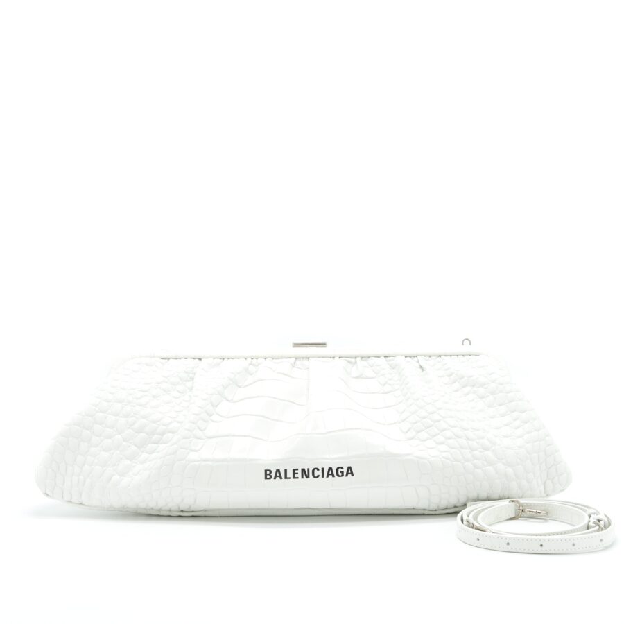 Balenciaga Cloud XL Crocodile Embossed Clutch/ Crossbody Bag | Studio Nafay