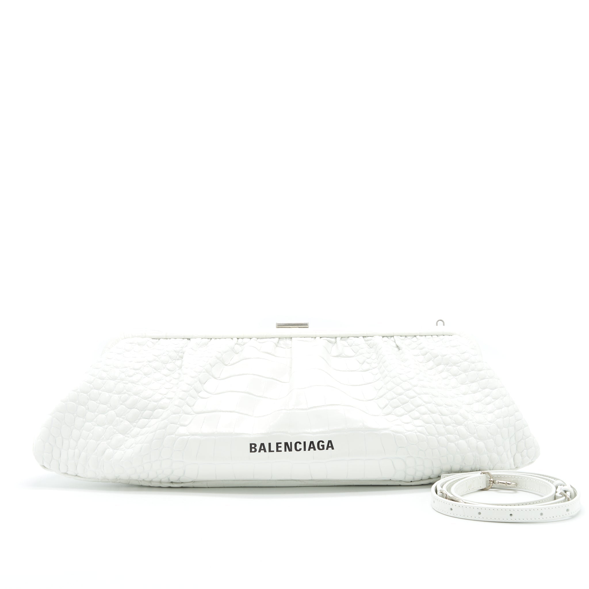 Balenciaga Cloud XL Crocodile Embossed Clutch/ Crossbody Bag | Studio Nafay