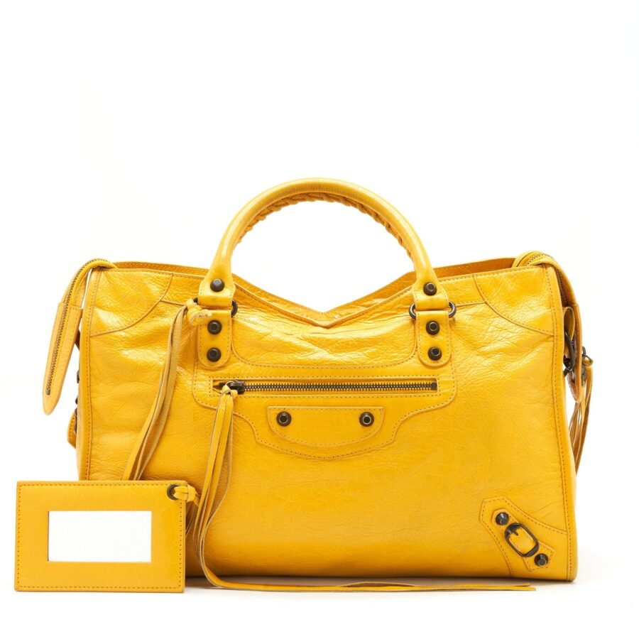 Balenciaga classic city bag yellow ruthenium hardware | Studio Nafay