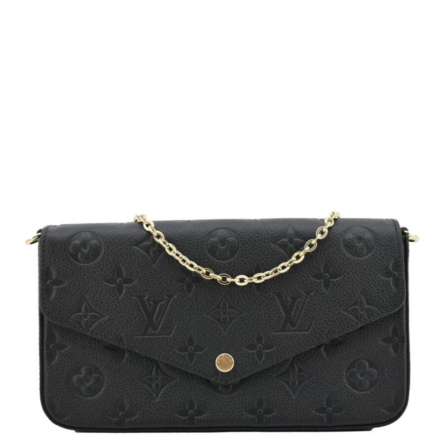LOUIS VUITTON Felicie Pochette Empreinte Leather Crossbody Bag Black | Studio Nafay