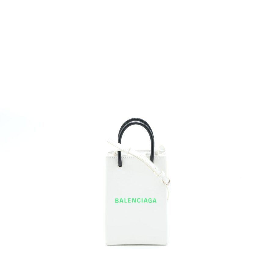 Balenciaga Mini Shopping Phone Pouch Calfskin White/Multicolour SHW | Studio Nafay