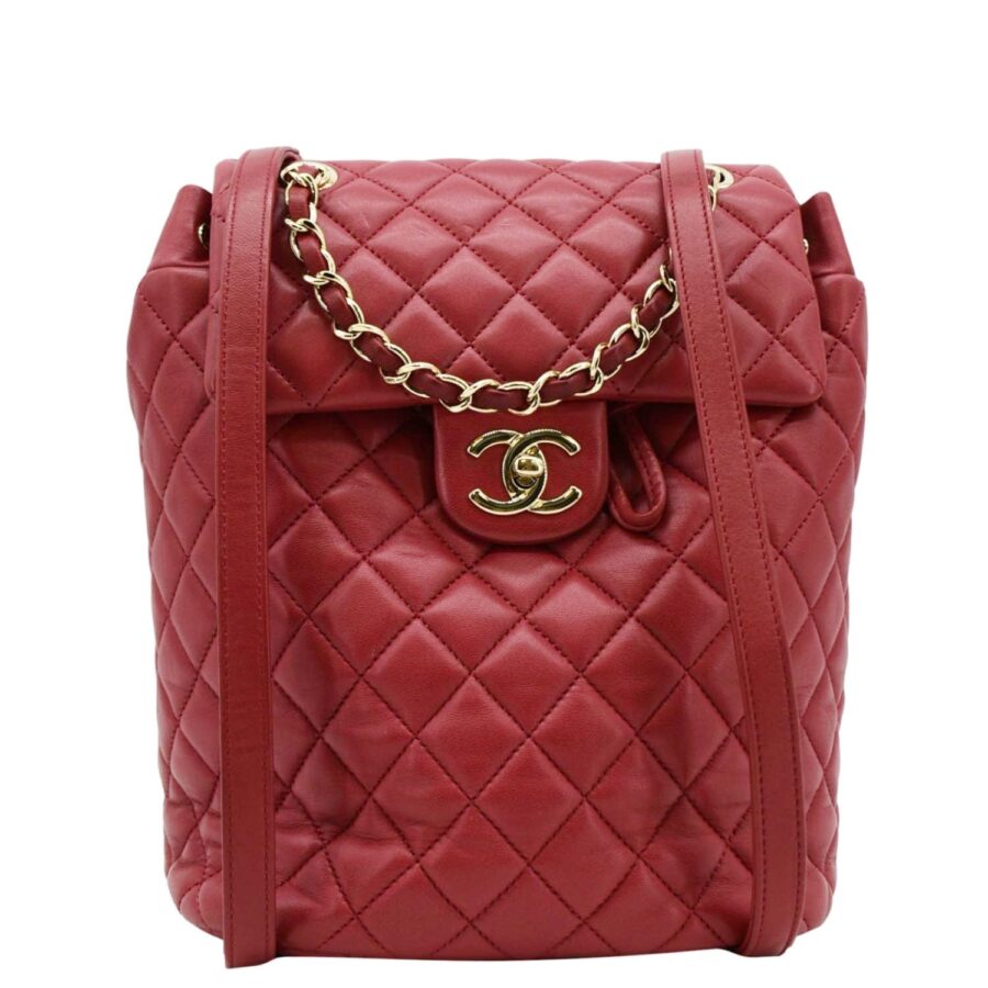 Chanel Urban Spirit Quilted Leather Backpack Bag Red | Studio Nafay