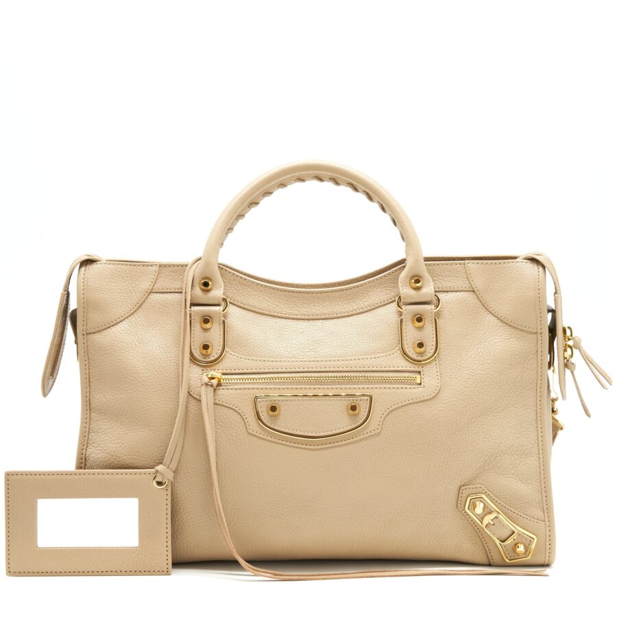 Balenciaga Medium Metallic edge City Bag beige LGHW | Studio Nafay