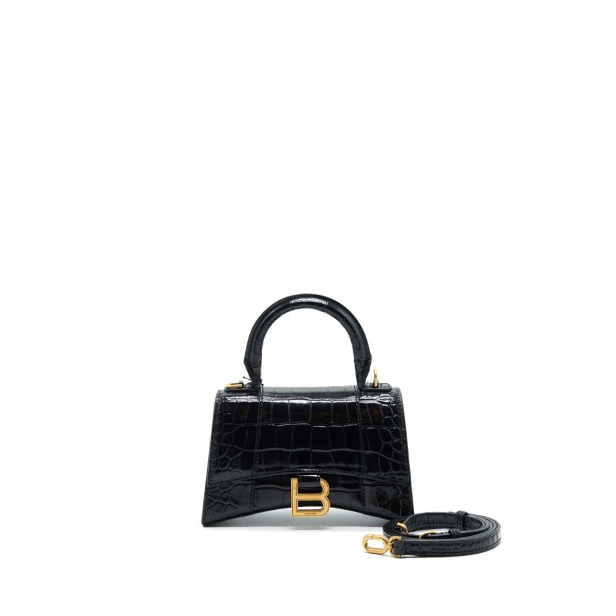 Balenciaga Hourglass XS Embossed calfksin black GHW | Studio Nafay