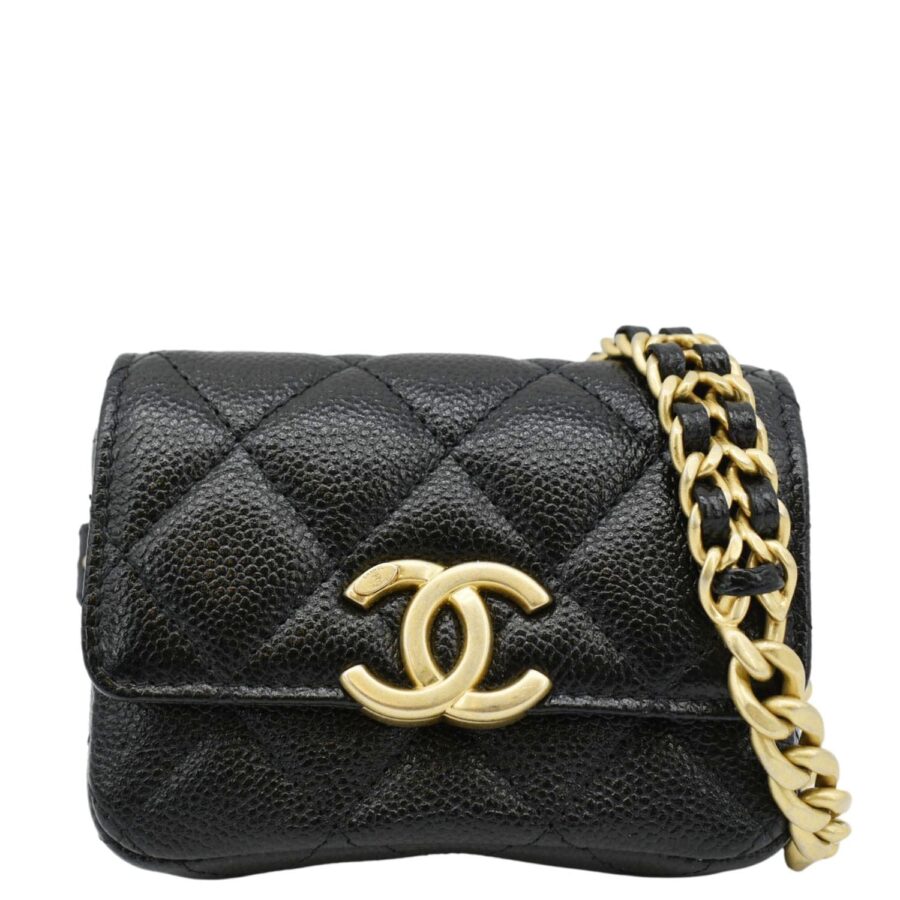 Chanel Sweetheart CC Chain Quilted Caviar Leather Belt Bag Black | Studio Nafay