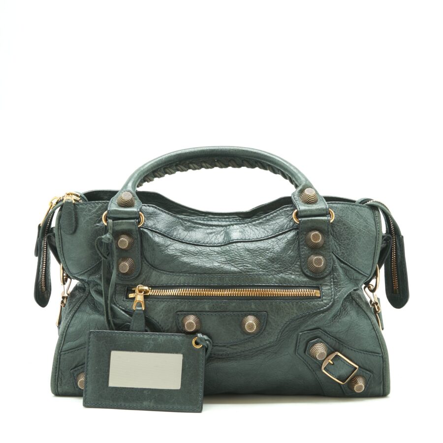 Balenciaga Tote Bag Dark Grey with Giant stud hardware | Studio Nafay