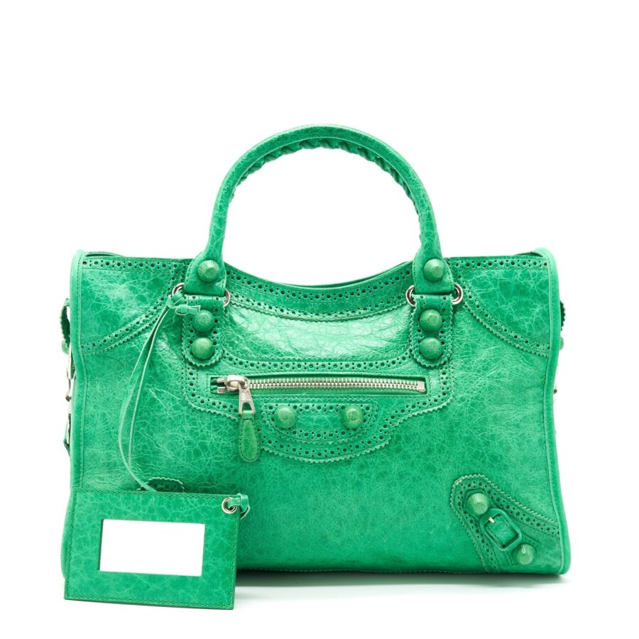 Balenciaga Lace City Bag Green SHW | Studio Nafay