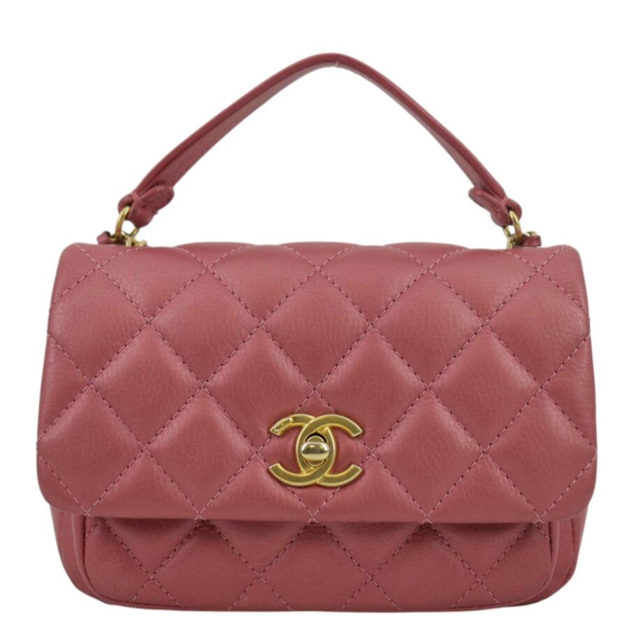 Chanel Front Pocket Quilted Leather Crossbody Bag Pink | Studio Nafay