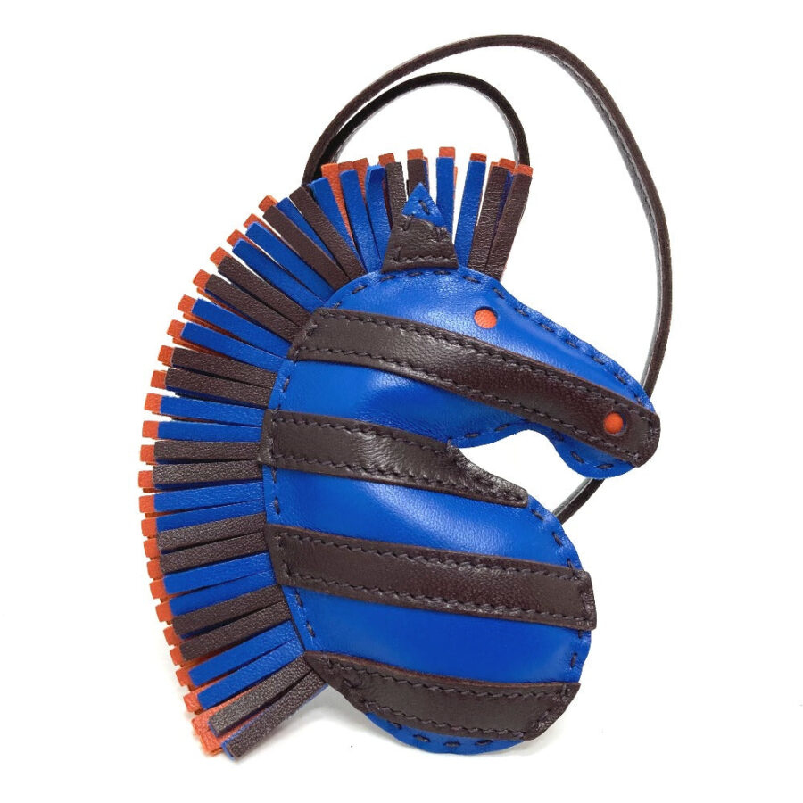 HERMES Bag charm Anyo Miro blue zebra Gee Gee Savannah Women | Studio Nafay