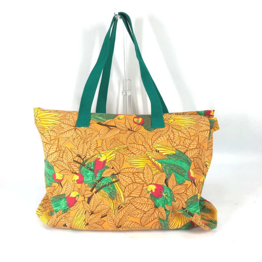 HERMES Tote Bag canvas Orange large Bird motif bird pattern Women | Studio Nafay