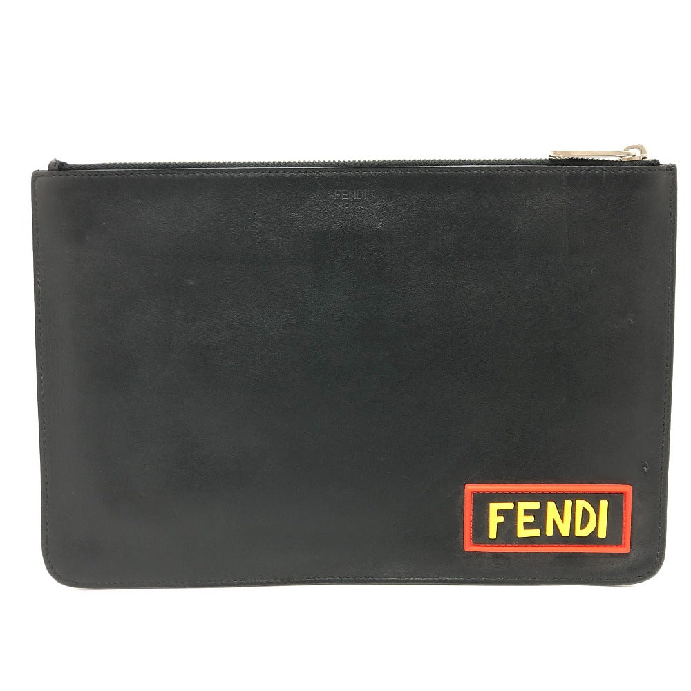 FENDI Clutch bag leather black LOVE mens